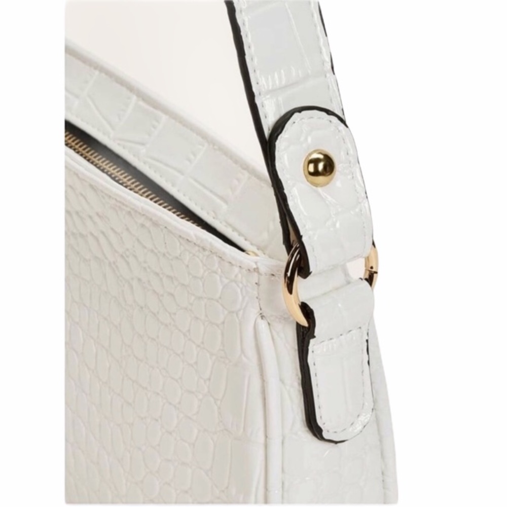 White Croc embossed baguette bag - Picture 2 of 5